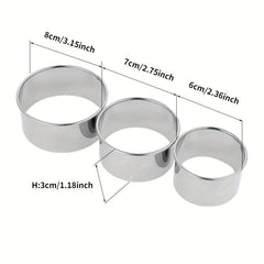 10pcs Stainless Steel Cake Mold Rings Round Cookie Cutters Baking Tools