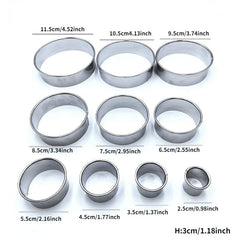 10pcs Stainless Steel Cake Mold Rings Round Cookie Cutters Baking Tools