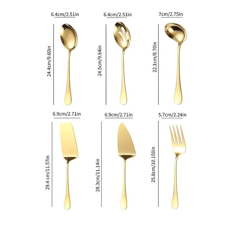 6pcs Stainless Steel Kitchen Utensils Set Golden Cooking Tool Set