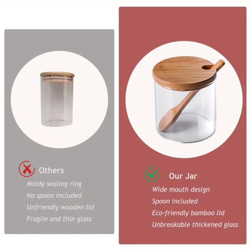 3pcs Glass Seasoning Jar and Storage Box for Spices Home Table Use