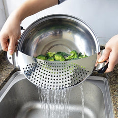 Stainless Steel Pot Strainer Pasta Strainer Colander Kitchen Tool