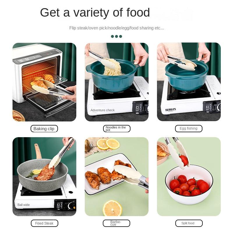 Silicone Clip High Temp Resistant Food Frying Steel Steak Clip