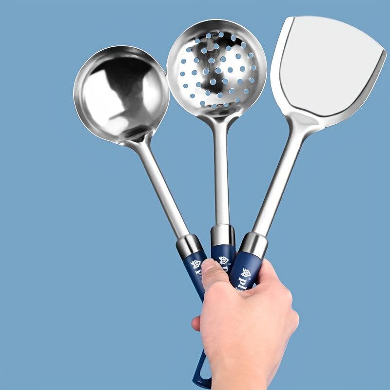 Stainless Steel Utensil Set - Spatula, Ladle, Slotted Spoon - Non Stick