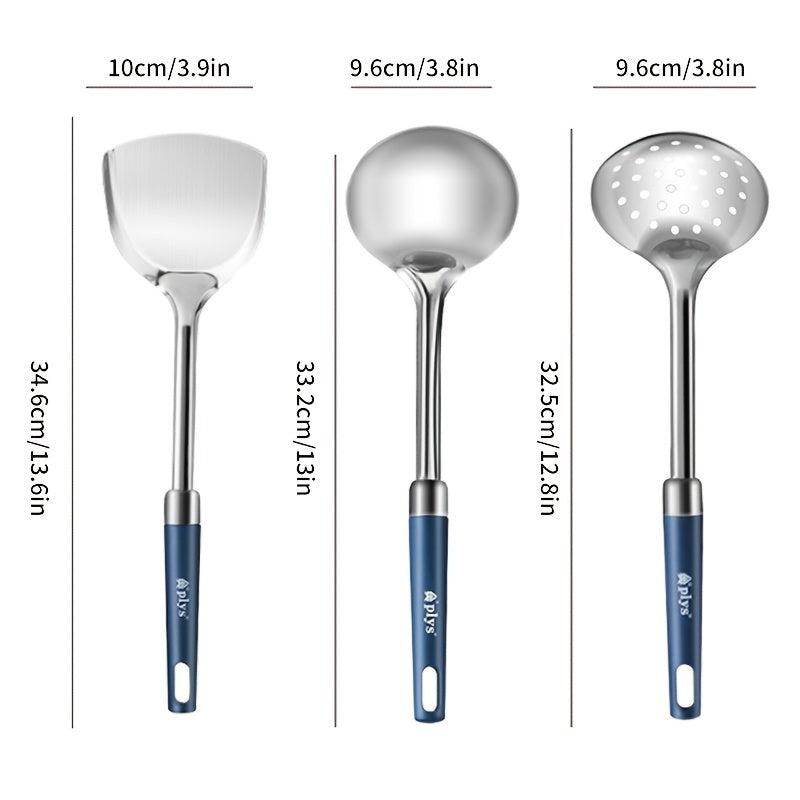 Stainless Steel Utensil Set - Spatula, Ladle, Slotted Spoon - Non Stick