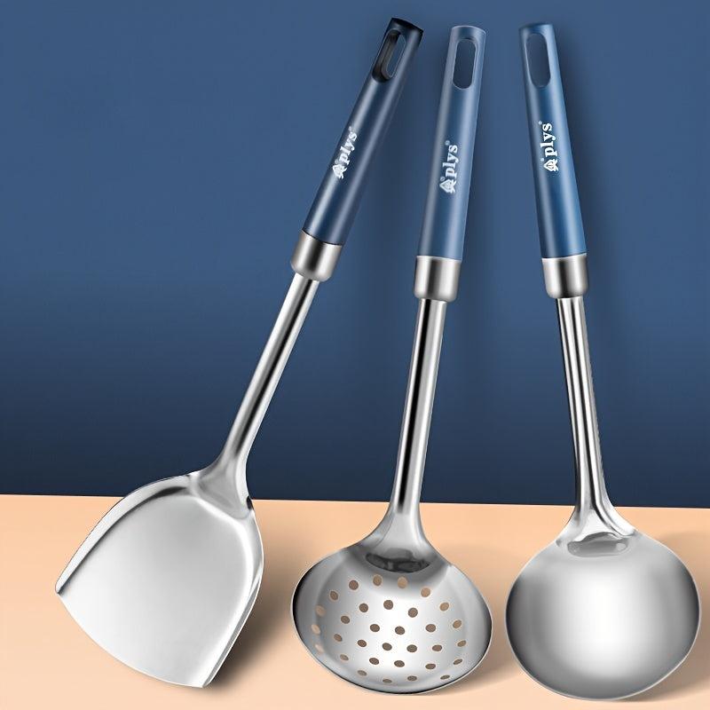 Stainless Steel Utensil Set - Spatula, Ladle, Slotted Spoon - Non Stick