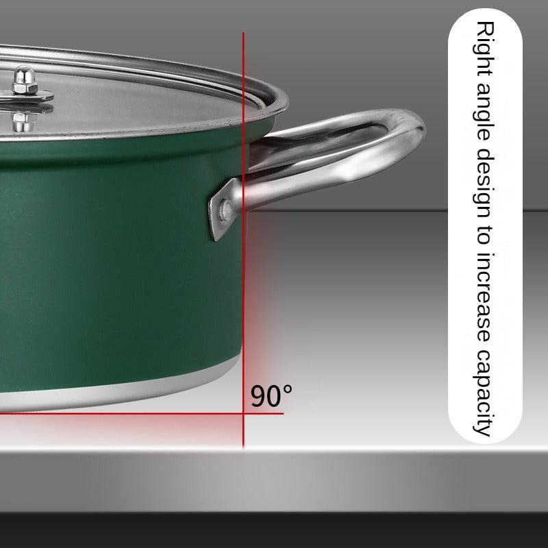 Thickened Stainless Steel Cooking Pot With Glass Lid Ramen Pot
