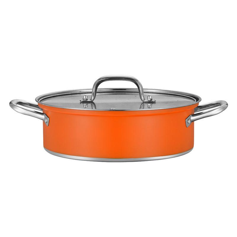 Thickened Stainless Steel Cooking Pot With Glass Lid Ramen Pot