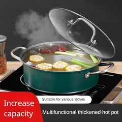 Thickened Stainless Steel Cooking Pot With Glass Lid Ramen Pot