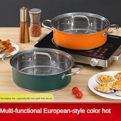Thickened Stainless Steel Cooking Pot With Glass Lid Ramen Pot