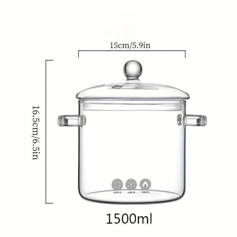Glass Stockpot Saucepan for Stove Cooking Large Capacity Transparent