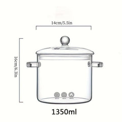 Glass Stockpot Saucepan for Stove Cooking Large Capacity Transparent