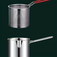 Stainless Steel Tempura Fryer Pot with Basket and Tongs