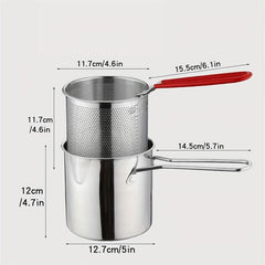 Stainless Steel Tempura Fryer Pot with Basket and Tongs