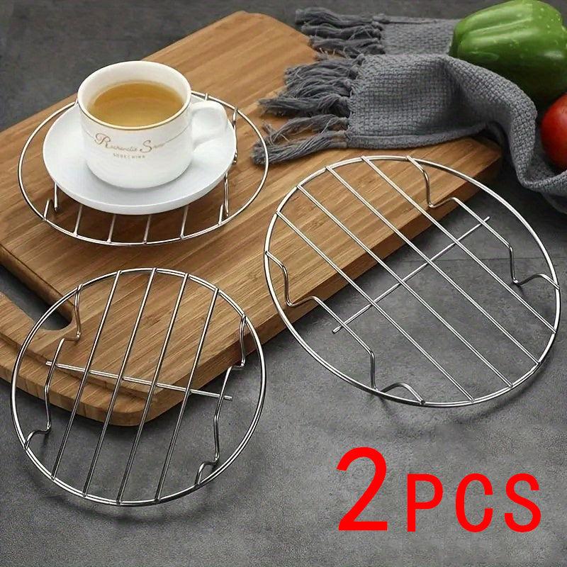 2pcs Stainless Steel Steam Rack 7.87'' Single Layer Grill