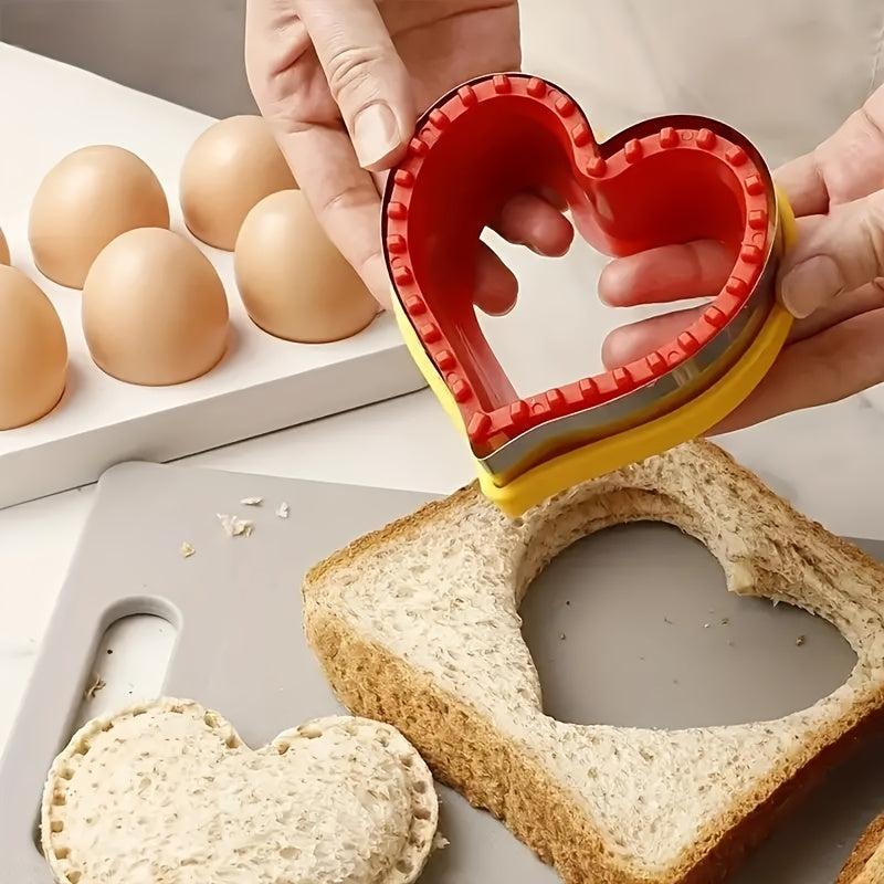 2PCS Heart Sandwich Cutter & Sealer Stainless Steel Biscuit Cutter Cake Decorati