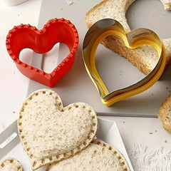 2PCS Heart Sandwich Cutter & Sealer Stainless Steel Biscuit Cutter Cake Decorati