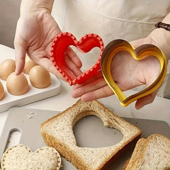 2PCS Heart Sandwich Cutter & Sealer Stainless Steel Biscuit Cutter Cake Decorati