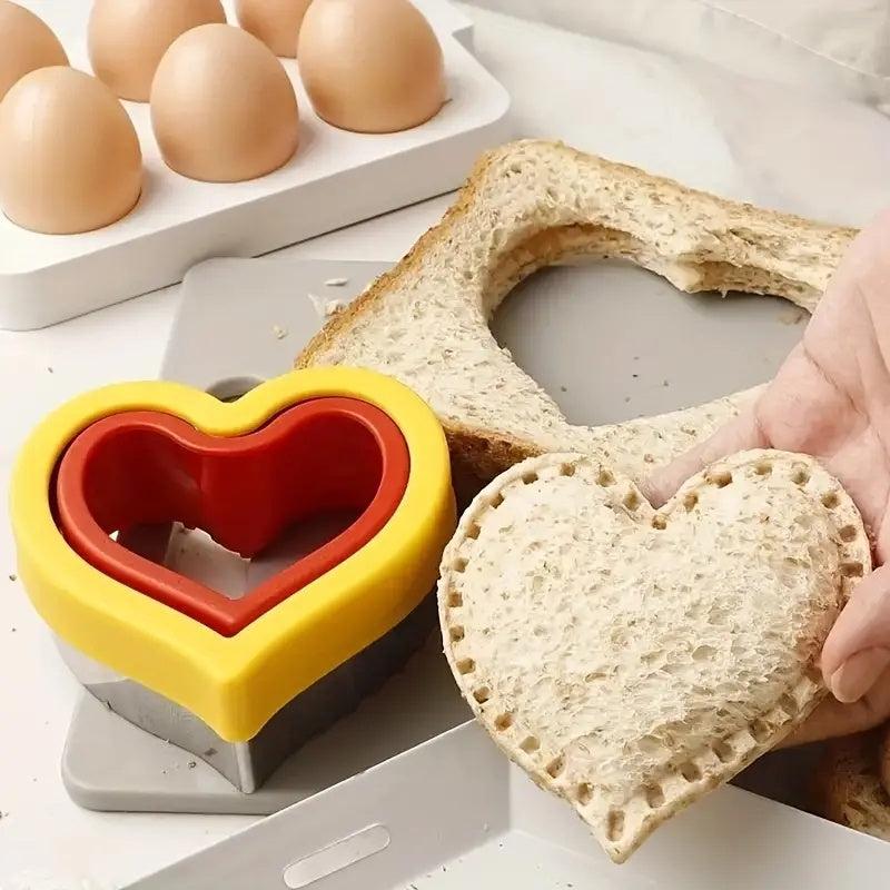 2PCS Heart Sandwich Cutter & Sealer Stainless Steel Biscuit Cutter Cake Decorati