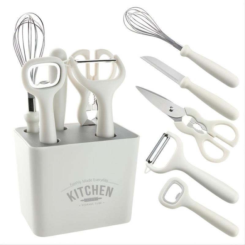 6pcs Kitchen Gadget Set with Storage Rack, Cutting Fruit Combo