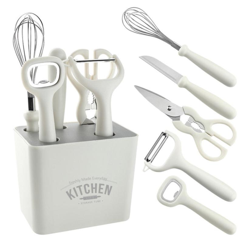 6pcs Kitchen Gadget Set with Storage Rack, Cutting Fruit Combo