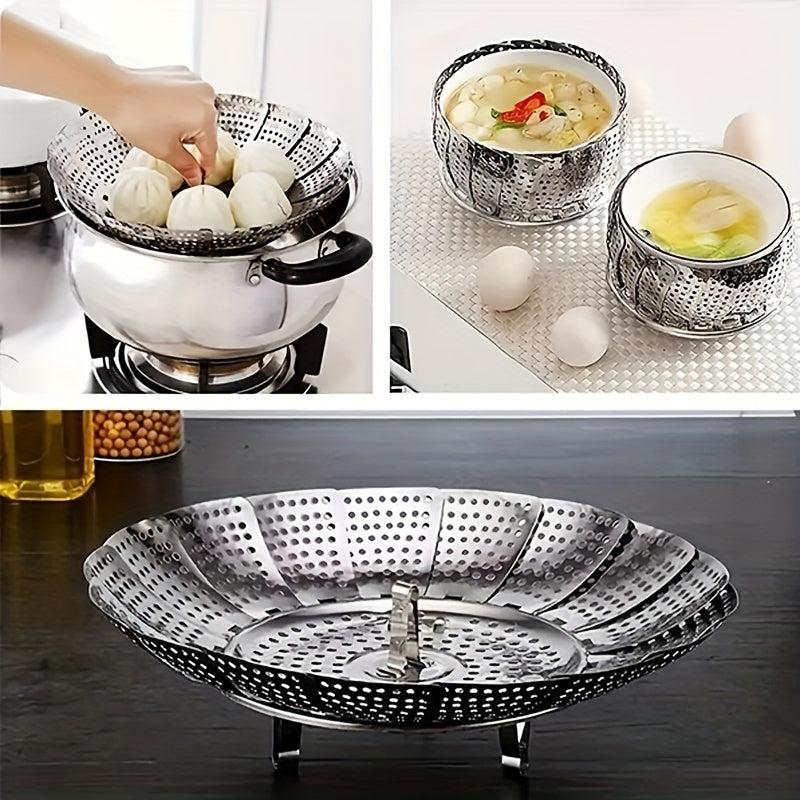 1PC Stainless Steel Folding Retractable Steamer for Xiaolongbao Steamed Buns