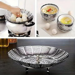 1PC Stainless Steel Folding Retractable Steamer for Xiaolongbao Steamed Buns