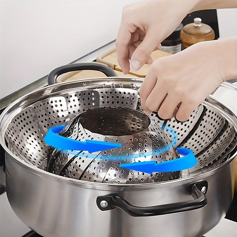 1PC Stainless Steel Folding Retractable Steamer for Xiaolongbao Steamed Buns