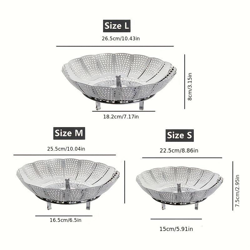 1PC Stainless Steel Folding Retractable Steamer for Xiaolongbao Steamed Buns