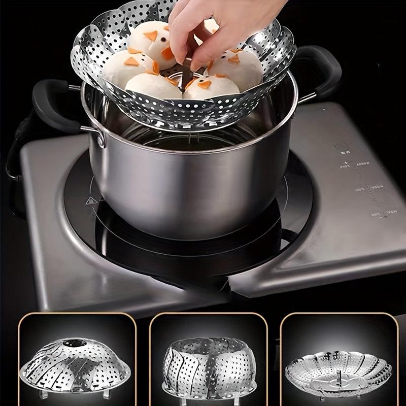 1PC Stainless Steel Folding Retractable Steamer for Xiaolongbao Steamed Buns