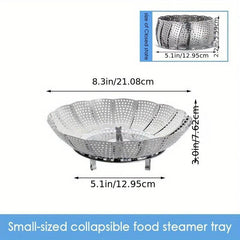 Stainless Steel Steamer Rack Foldable Tray Steamer Drawer With Grid