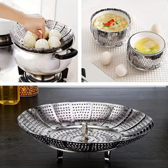 Stainless Steel Steamer Rack Foldable Tray Steamer Drawer With Grid