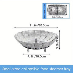 Stainless Steel Steamer Rack Foldable Tray Steamer Drawer With Grid