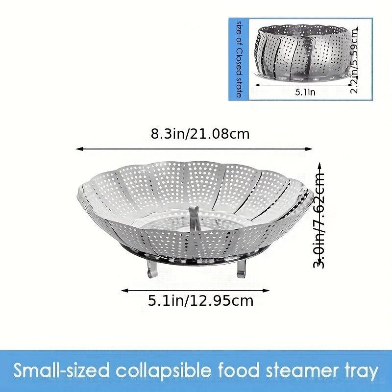 Stainless Steel Steamer Rack Foldable Tray Steamer Drawer With Grid