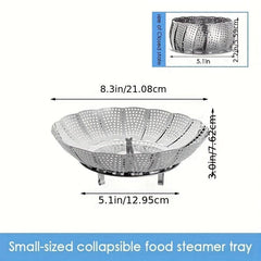 Stainless Steel Steamer Rack Foldable Tray Steamer Drawer With Grid