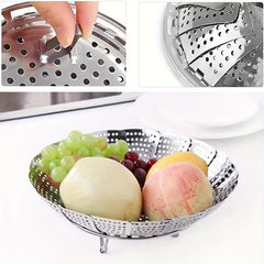 Stainless Steel Steamer Rack Foldable Tray Steamer Drawer With Grid