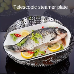 Stainless Steel Steamer Rack Foldable Tray Steamer Drawer With Grid