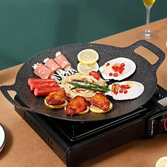 Cast Iron Griddle Pan 33cm BBQ Grill Outdoor Decor
