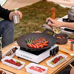 Cast Iron Griddle Pan 33cm BBQ Grill Outdoor Decor