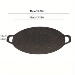 Cast Iron Griddle Pan 33cm BBQ Grill Outdoor Decor