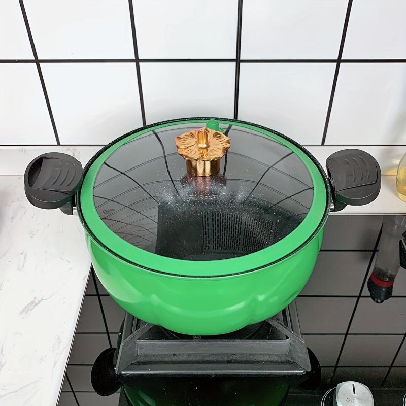 Green Micro Pressure Cooking Pot Pumpkin Shaped Maifan Stone Soup Pot