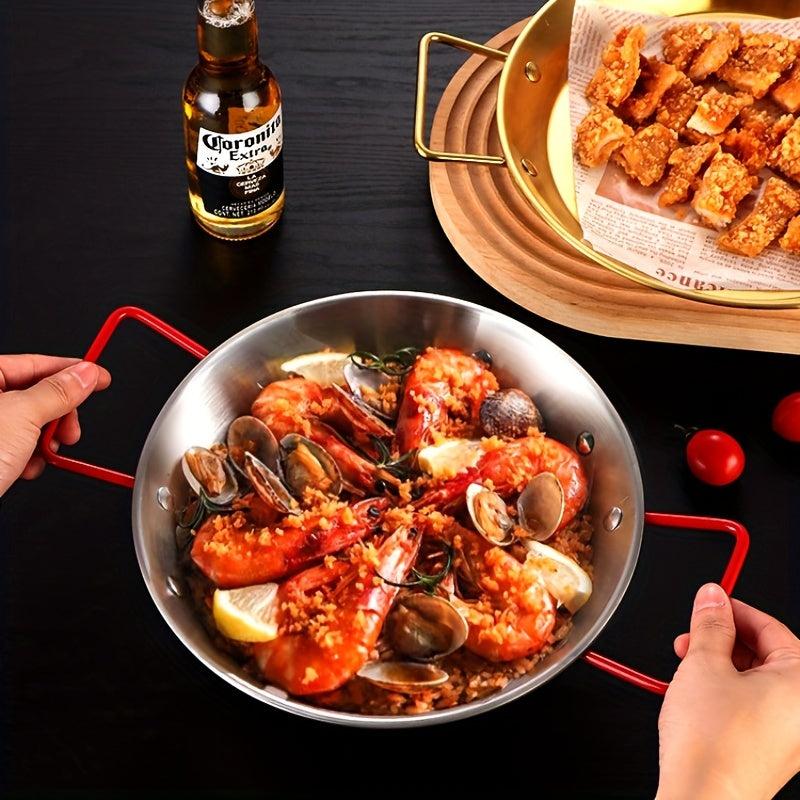 Spanish Seafood Rice Pot 22cm Golden Plate Non-slip Noodles Plate