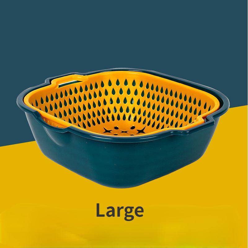 Double Layer Drainage Basket 2 in 1 Washing Basin Fruit Vegetable Storage