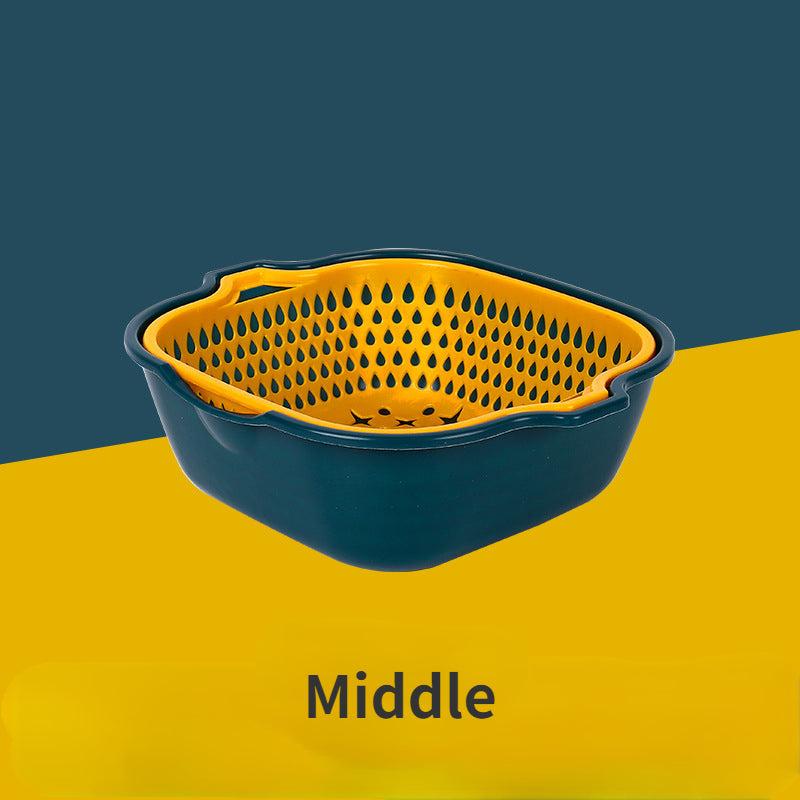 Double Layer Drainage Basket 2 in 1 Washing Basin Fruit Vegetable Storage