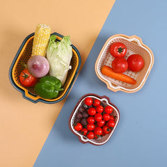 Double Layer Drainage Basket 2 in 1 Washing Basin Fruit Vegetable Storage