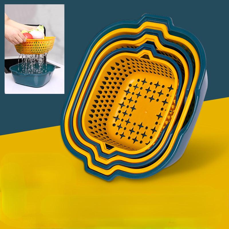 Double Layer Drainage Basket 2 in 1 Washing Basin Fruit Vegetable Storage