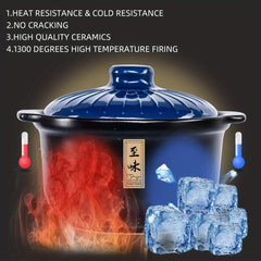 1pc Ceramic Casserole Stew Pot High Temp Resistant