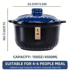 1pc Ceramic Casserole Stew Pot High Temp Resistant