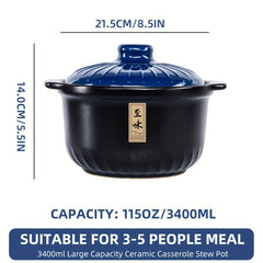 1pc Ceramic Casserole Stew Pot High Temp Resistant