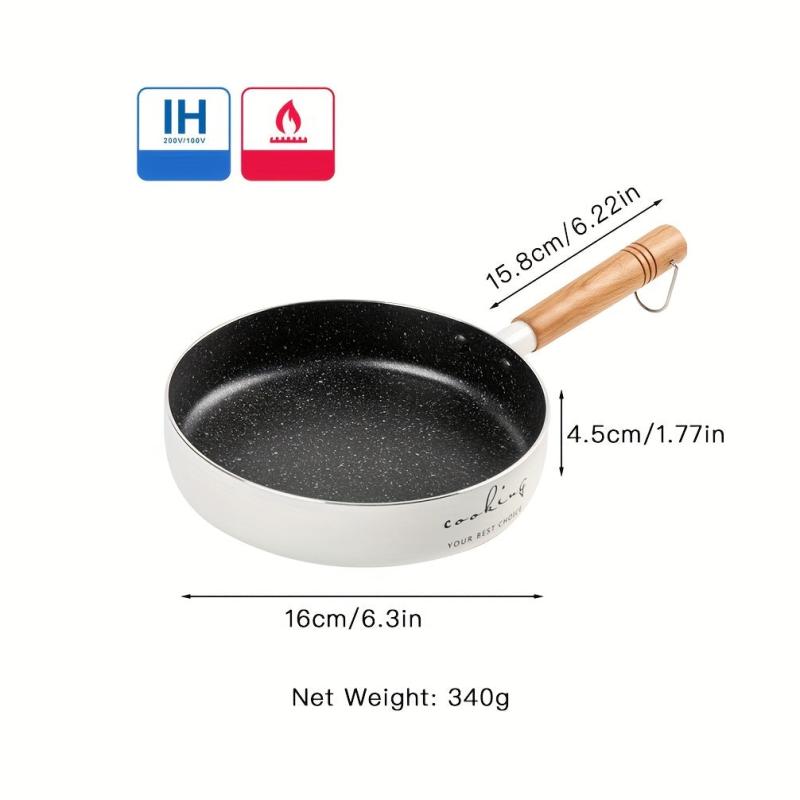 Non Stick Letter Frying Pan with Wooden Handle 6.3i