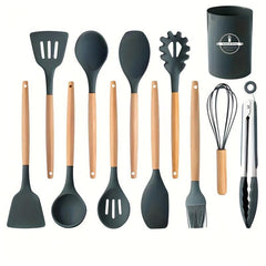 12PCS Wooden Handle Silicone Kitchen Utensil Set